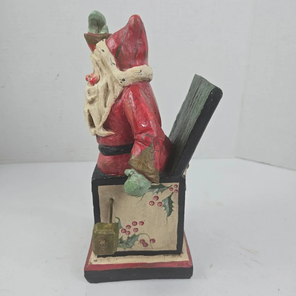 House of Hatten Nick in a Box Santa Papier Mache Figurine Red Vtg 1988 Christmas